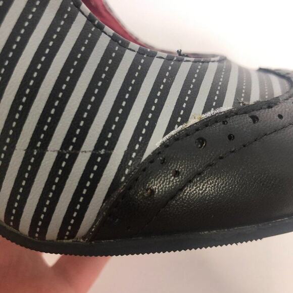 T.U.K. Striped Mary Jane Chunky Heels - Picture 9 of 10